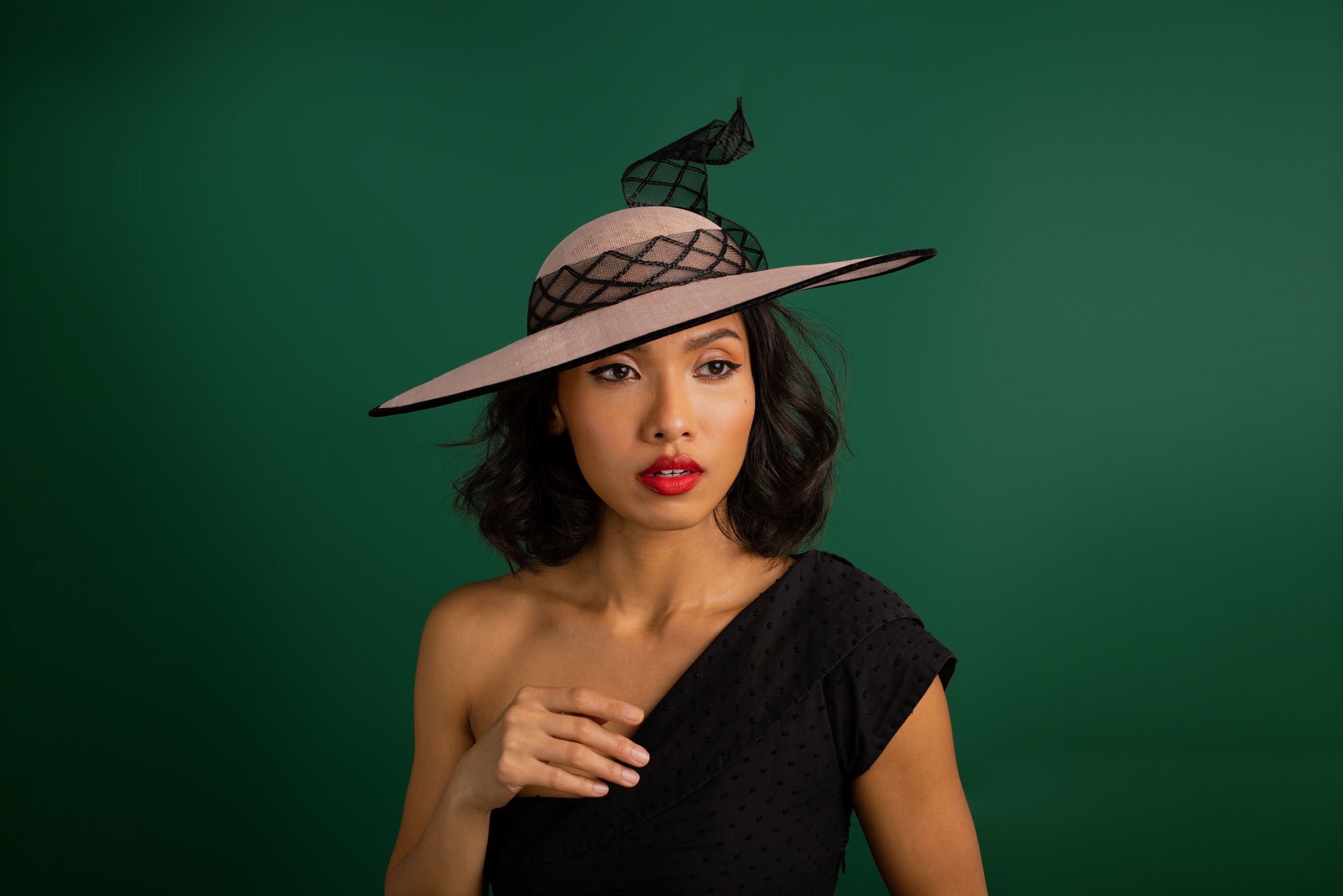 Swing and Soar Pink and black crinoline hat