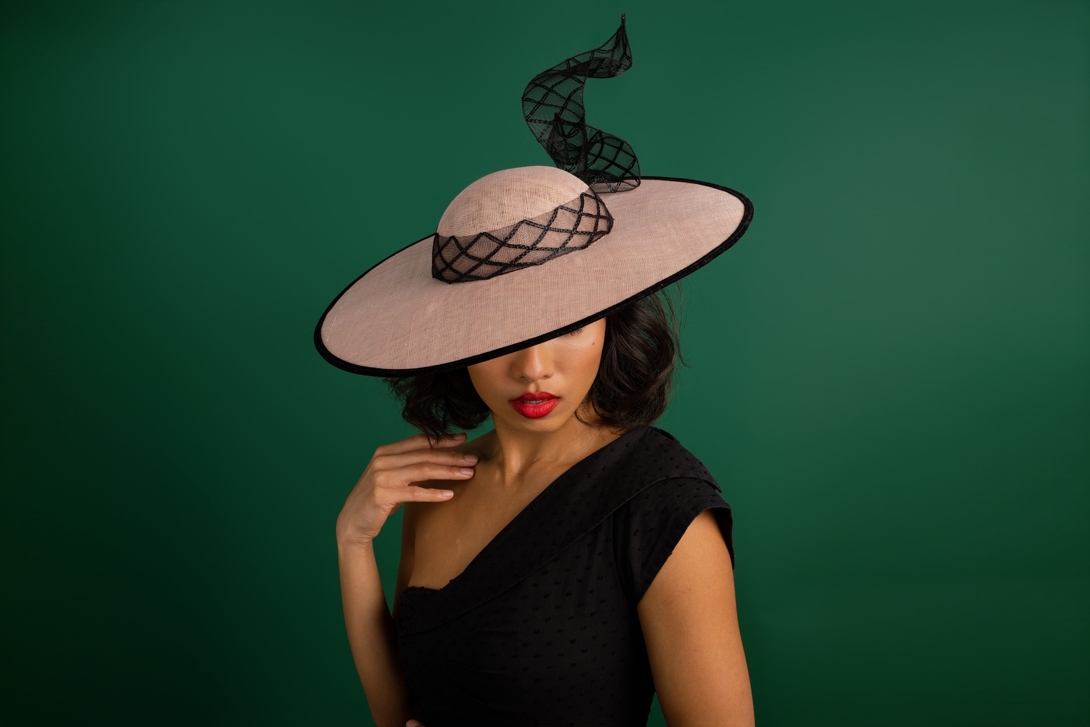 Swing and Soar Pink and black crinoline hat