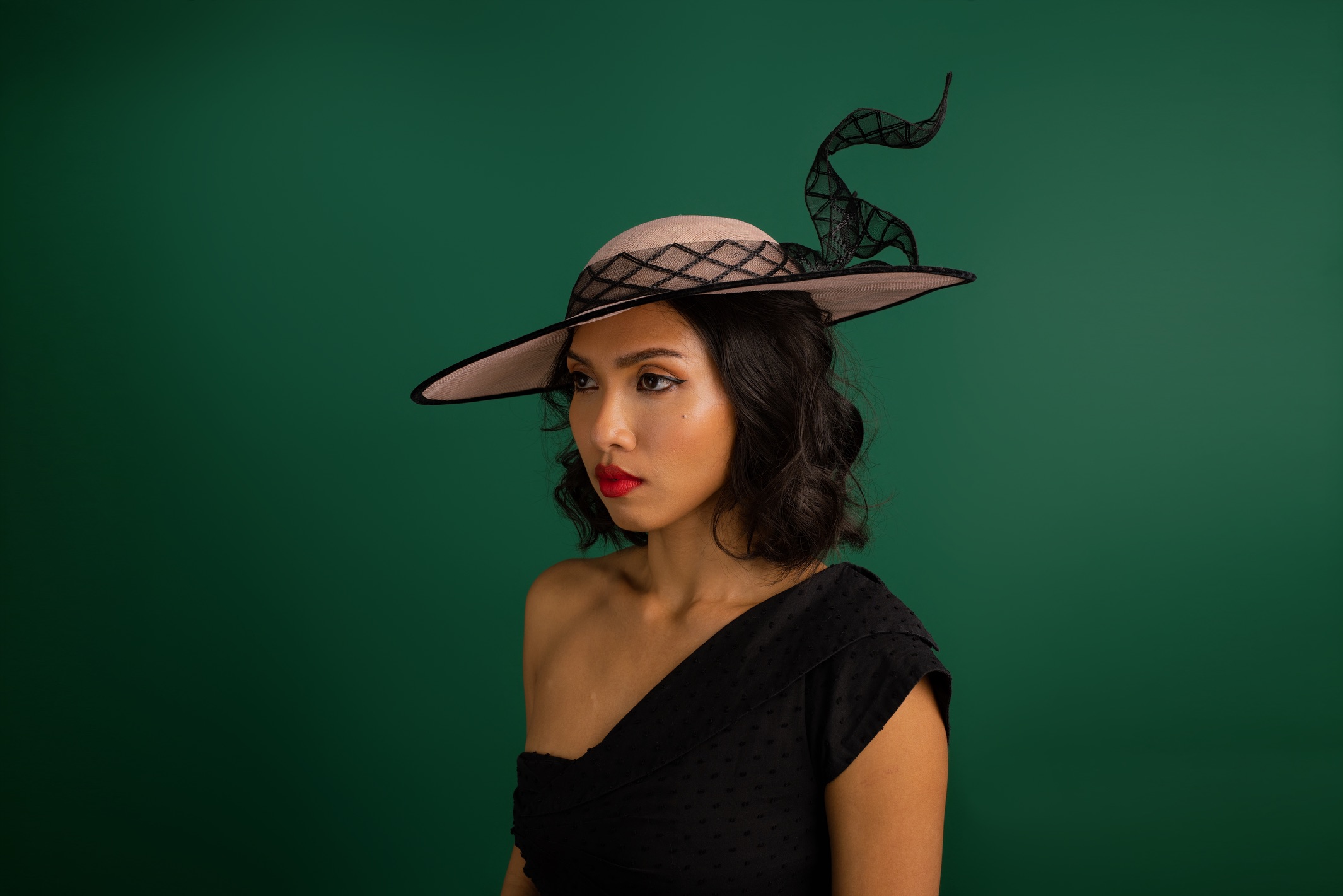 Swing and Soar Pink and black crinoline hat