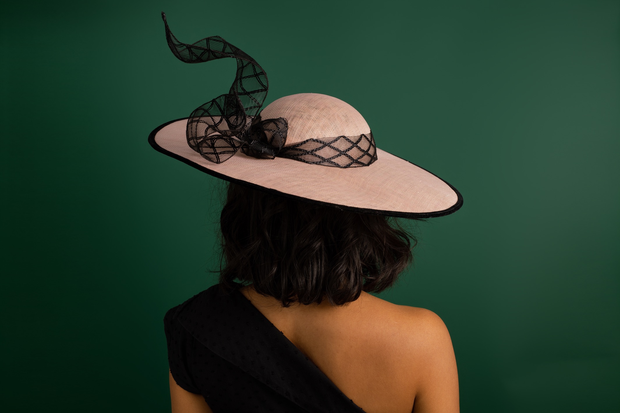 Swing and Soar Pink and black crinoline hat