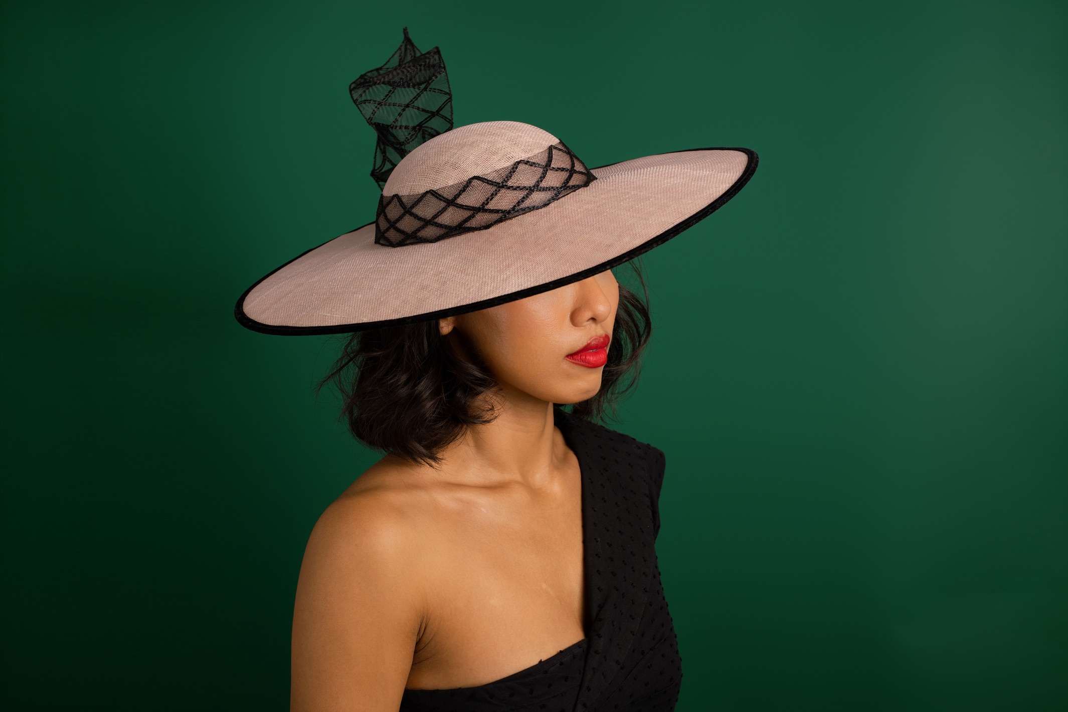 Swing and Soar Pink and black crinoline hat