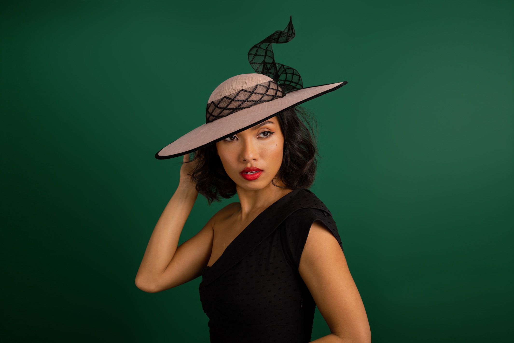 Swing and Soar Pink and black crinoline hat