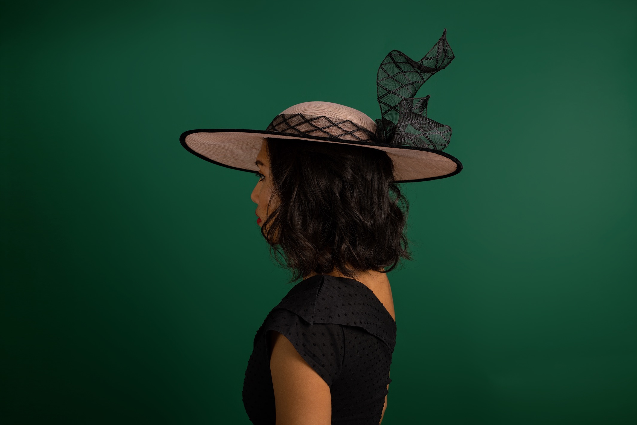 Swing and Soar Pink and black crinoline hat