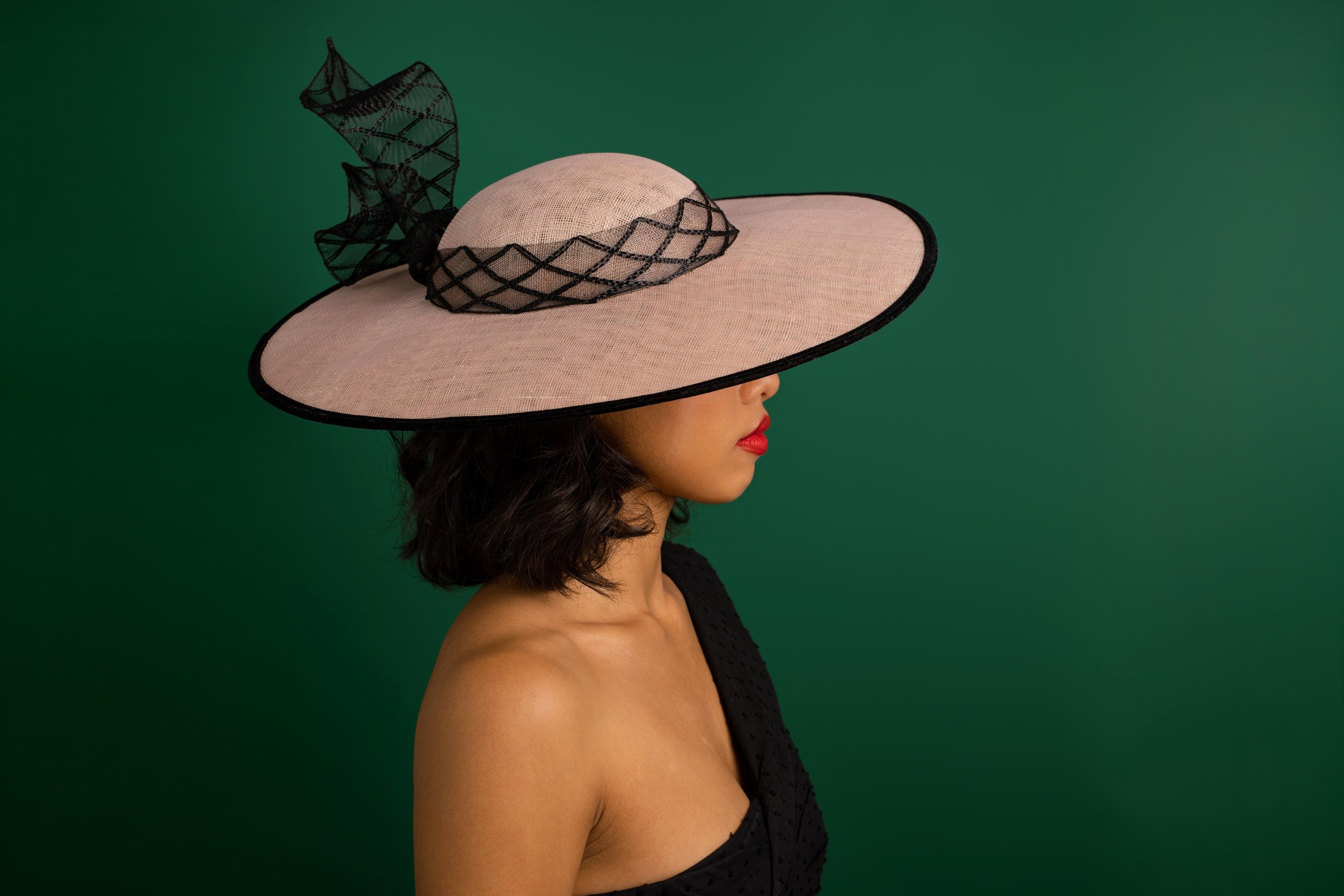 Swing and Soar Pink and black crinoline hat