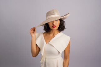 The Riviera- Ivory Wide-Brim Sinamay Hat