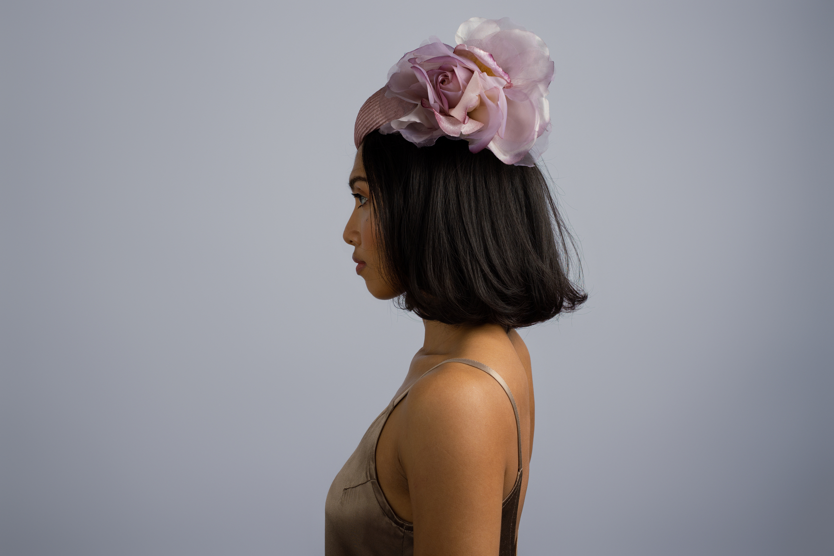 Lilac Dream: Lilac drop beret fascinator with flower