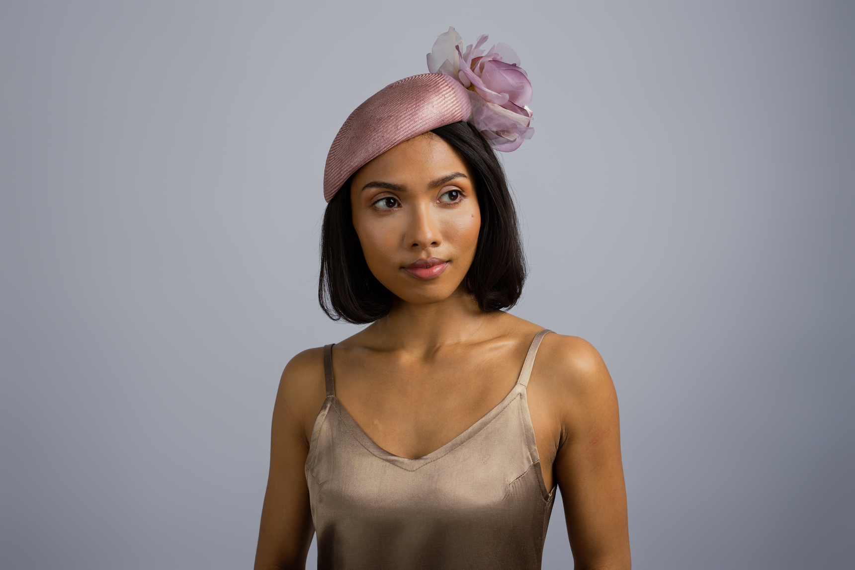 Lilac Dream: Lilac drop beret fascinator with flower
