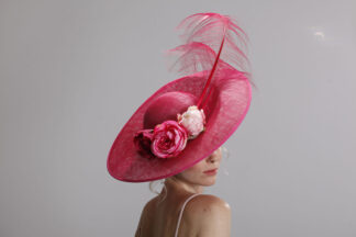 Mist and Roses: Hot pink wide brim Royal ascot hat