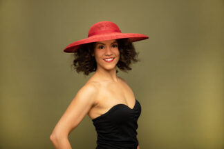 Dorothy: red wide brim hat