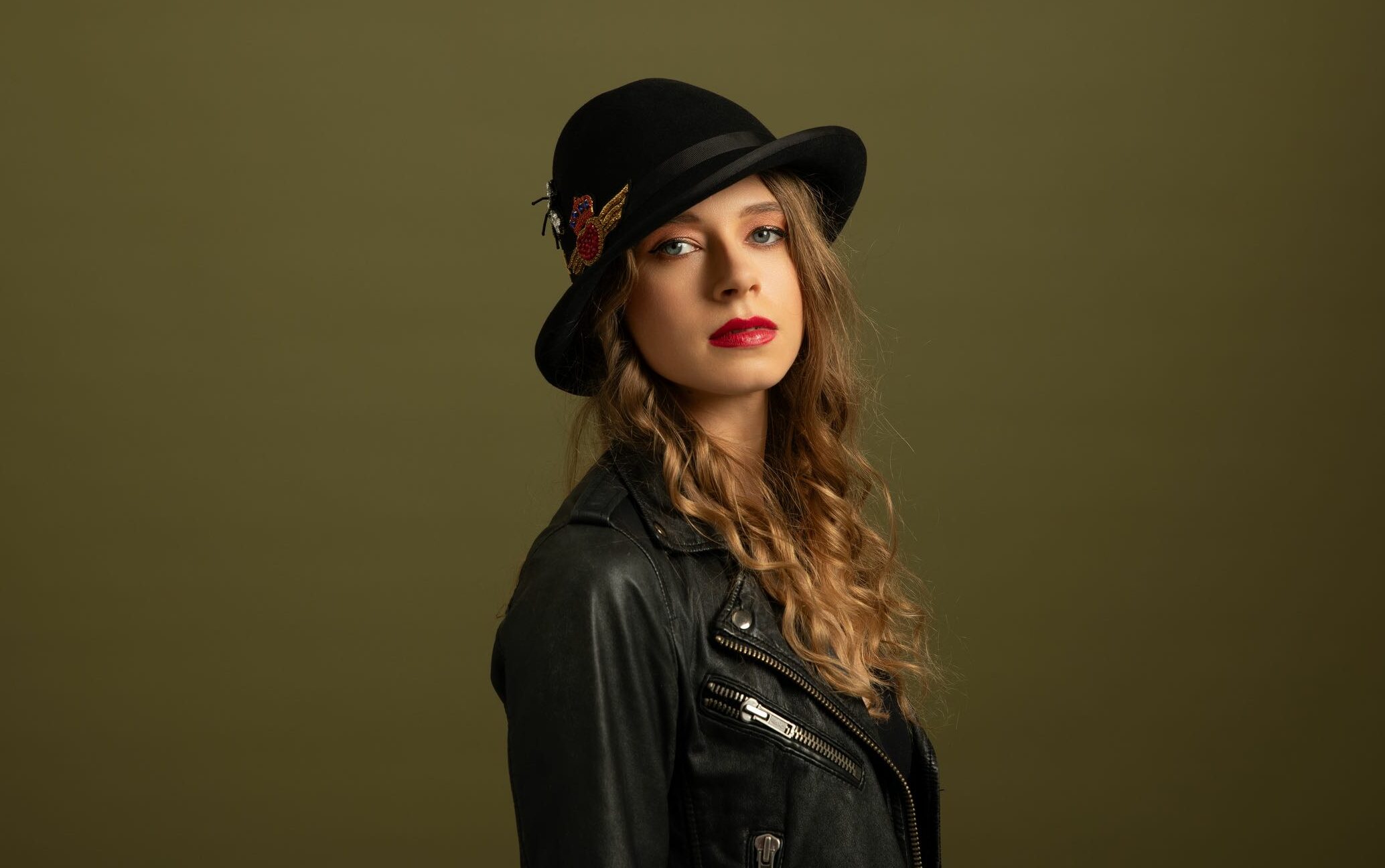 Black contemporary beaded cloche trilby hat