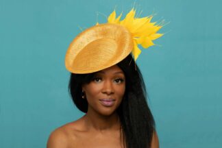 Solar Spray: Yellow fascinator with feathers