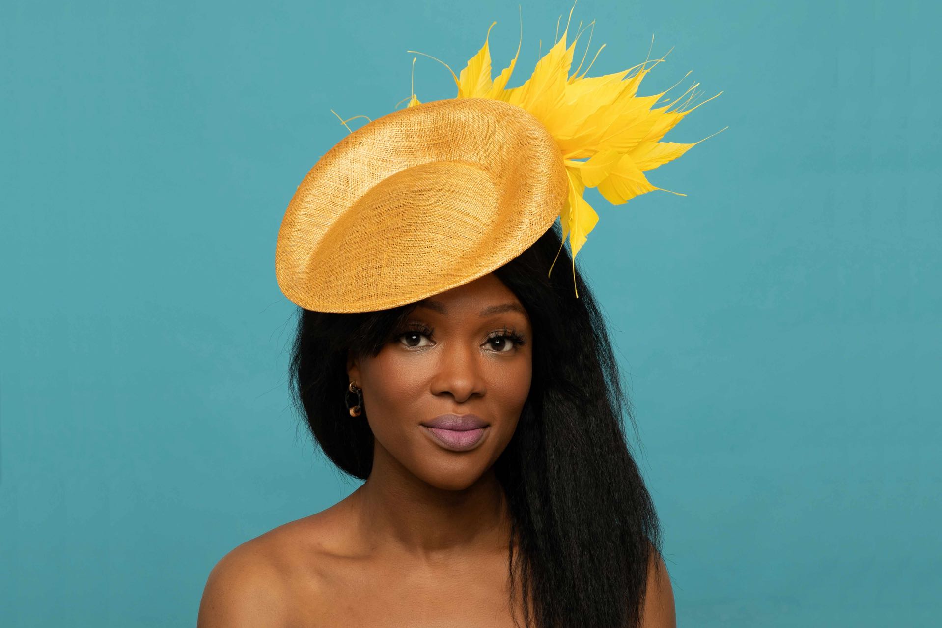 Solar Spray: Yellow Fascinator with Feather Spray