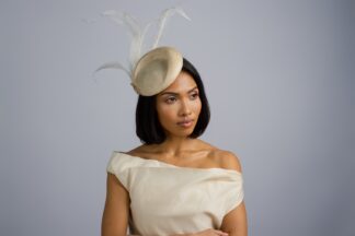 Dionysian: Ivory Straw Fascinator with Ostrich Feathers