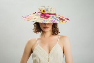 Yellow Floral Fem Boater