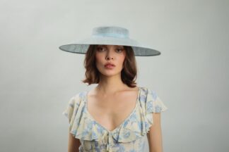 Ice Blue Fem Boater Hat